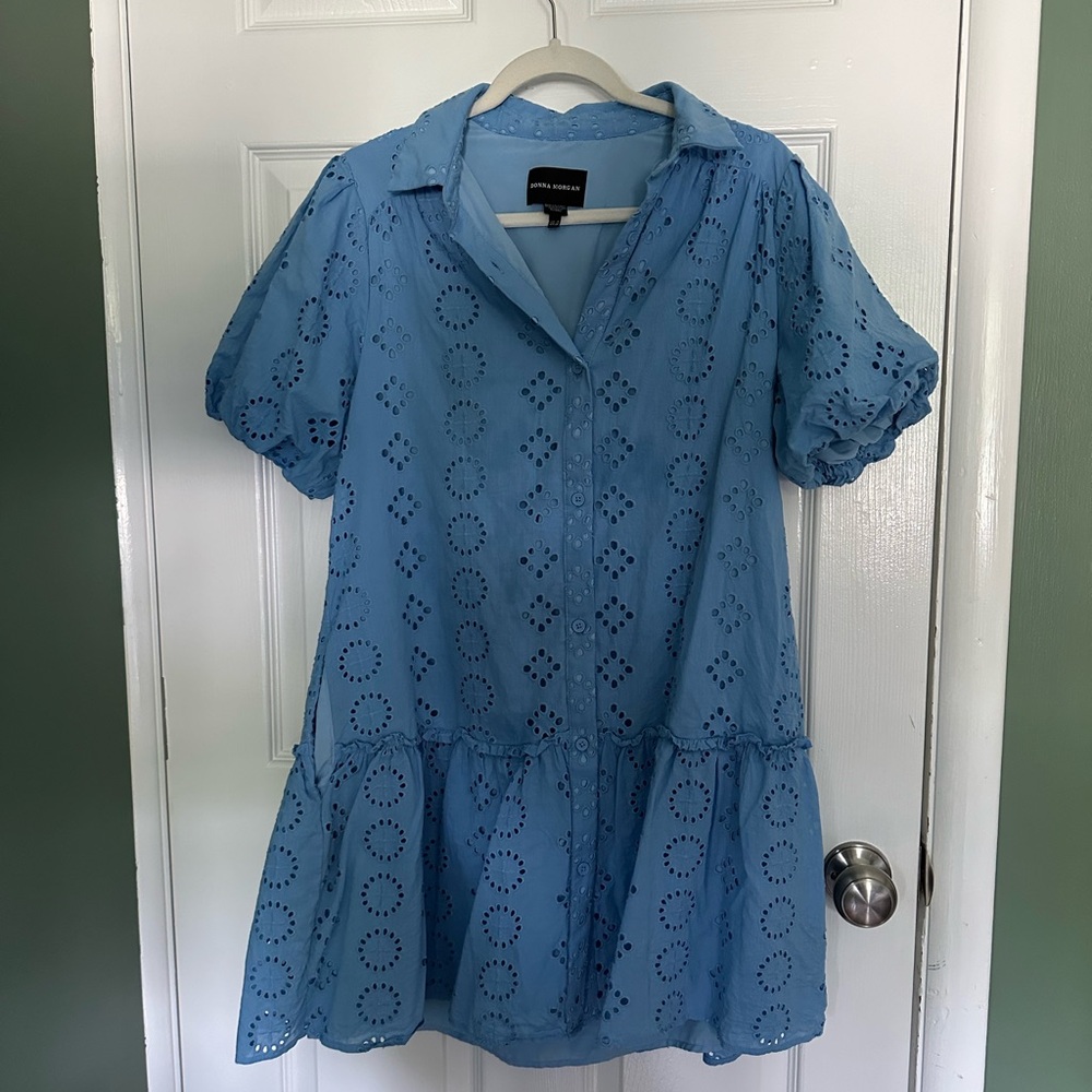 Like New Donna Morgan Blue Eyelet Dress